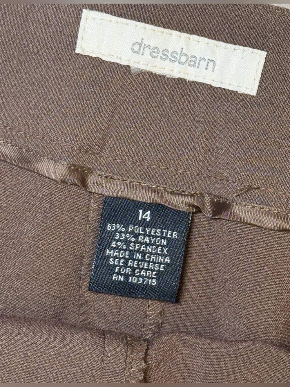 New With Tags Dressbarn Women's Ladies Capri Pants Size 14 Dark Brown 32x22.5 - Picture 7 of 8